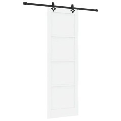 Porta Scorrevole vidaXL con Set di Ferramenta Bianca 78x232 cm Legno Massello di Pino
