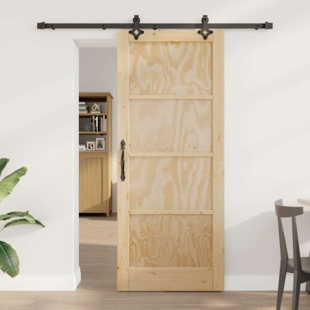 Porta scorrevole vidaXL con set di accessori 83x202 cm Legno massello di pino