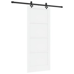 Porta Scorrevole vidaXL con Set di Accessori Bianca 83x202 cm in Legno Massello di Pino