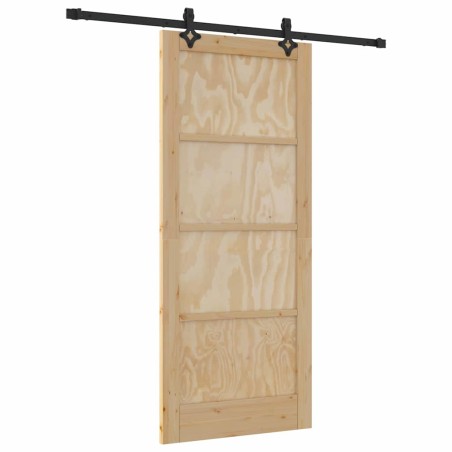 Porta Scorrevole vidaXL con Set di Ferramenta 86x198.5 cm in Legno Massello di Pino