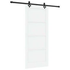 Porta Scorrevole vidaXL con Set di Hardware Bianca 86x198.5 cm Legno Massello di Pino