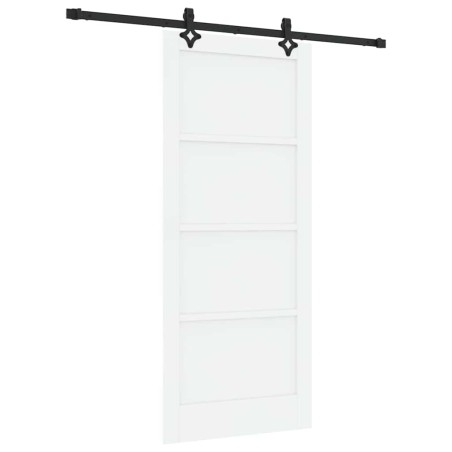 Porta Scorrevole vidaXL con Set di Hardware Bianca 86x198.5 cm Legno Massello di Pino