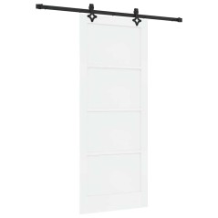 Porta Scorrevole vidaXL con Set di Accessori Bianca 86x211 cm Legno Massello di Pino