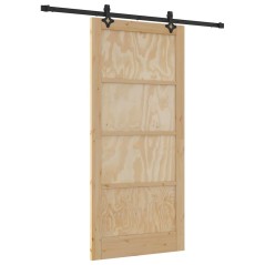 Porta Scorrevole vidaXL con Set di Ferramenta 93x202 cm Legno Massello di Pino