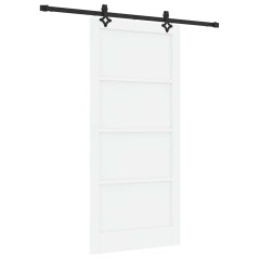Porta Scorrevole vidaXL con Set di Accessori Bianca 93x202 cm Legno Massello Pino
