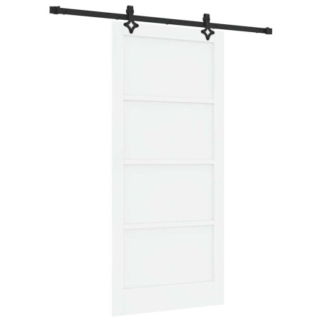 Porta Scorrevole vidaXL con Set di Accessori Bianca 93x202 cm Legno Massello Pino