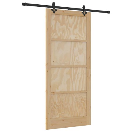 Porta scorrevole vidaXL con set hardware 93x211 cm in legno massello di pino
