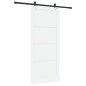 Porta Scorrevole vidaXL con Set di Ferramenta Bianca 93x211 cm in Legno Massello di Pino