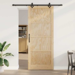 Porta scorrevole vidaXL con Set di Accessori 93x232 cm in Legno Massello di Pino