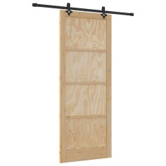 Porta scorrevole vidaXL con Set di Accessori 93x232 cm in Legno Massello di Pino