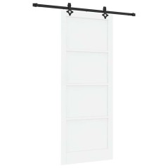 Porta Scorrevole vidaXL con Set Accessori Bianca 93x232 cm Legno Massello di Pino