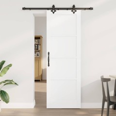 vidaXL Porta scorrevole con set di hardware "ORKDAL" Bianco Legno massello di pino