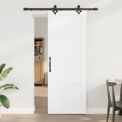 vidaXL Porta Scorrevole con Set Hardware "ORKDAL" Porta in Legno Solido di Pino Bianca