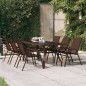 Tavolo da Giardino Marrone e Nero 180x80x70 cm Acciaio e Vetro Tavolo da Giardino Marrone e Nero 180x80x70 cm Acciaio e Vetro