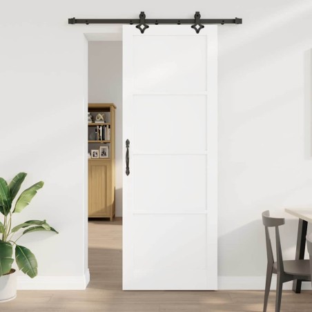 vidaXL Porta Scorrevole con Set di Hardware 'ORKDAL'Legno Massello di Pino Bianco