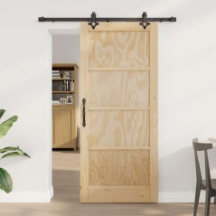 Set di Porta Scorrevole con Accessori 'ORKDAL'in Legno Massello di Pino