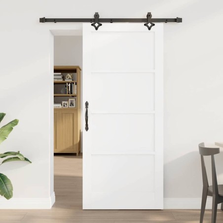 vidaXL Porta Scorrevole con Set di Hardware 'ORKDAL'Bianco in Legno Massello di Pino