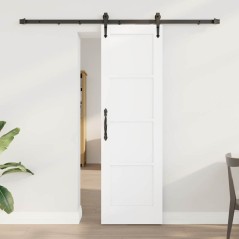 Porta scorrevole vidaXL con set di hardware bianco 61x198.5 cm in legno massello di pino