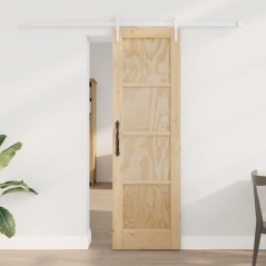 Porta Scorrevole vidaXL con Set Hardware 61x198,5 cm Legno di Pino Massello