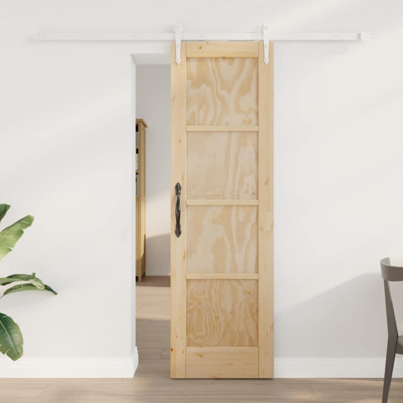 Porta Scorrevole vidaXL con Set Hardware 61x198,5 cm Legno di Pino Massello Porta Scorrevole vidaXL con Set Hardware 61x198,5 cm Legno di Pino Massello