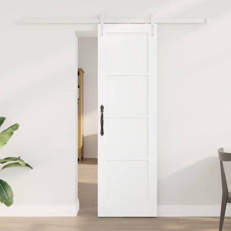 Porta Scorrevole vidaXL con Set Hardware Bianca 61x198.5 cm Legno Massello Pino
