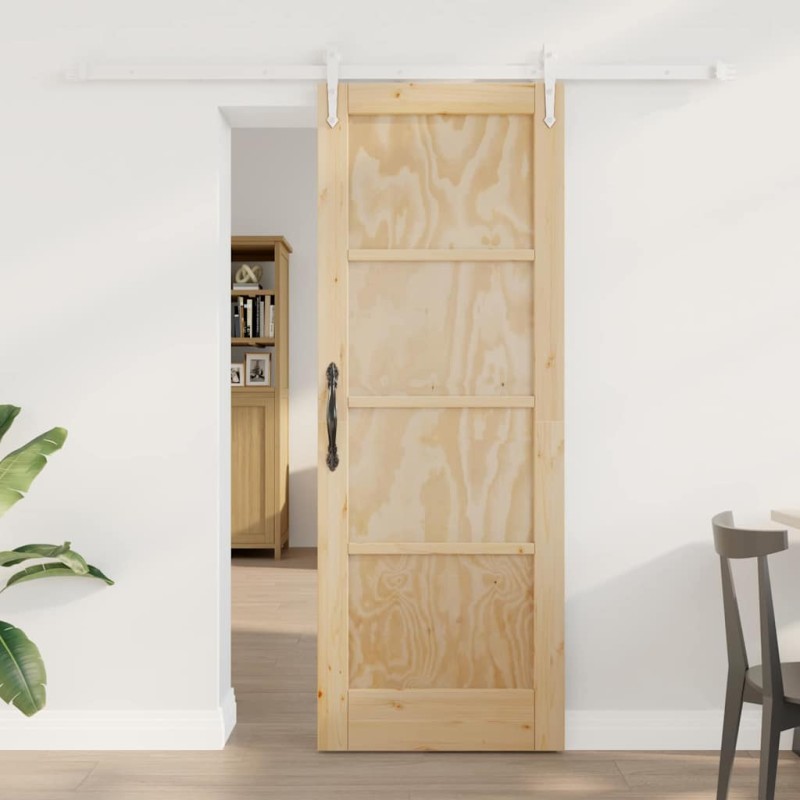porta scorrevole vidaXL con set di hardware 73.5x198.5 cm in legno massello di pino
