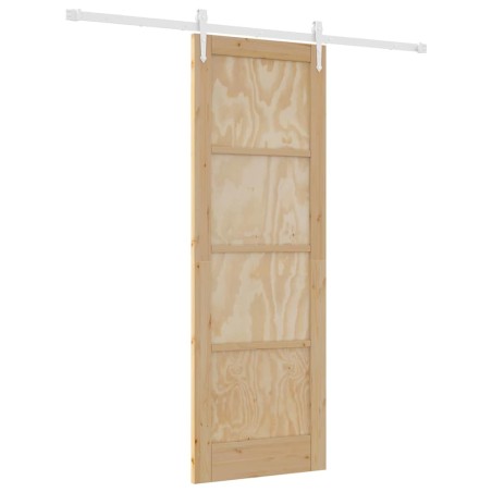 Porta Scorrevole vidaXL con Set di Fissaggi 73.5x211 cm Legno Massello di Pino