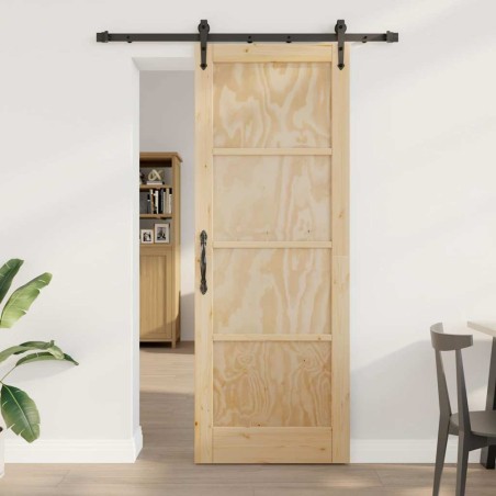 vidaXL Porta scorrevole Marrone 78 x 211 cm Legno di pino massello