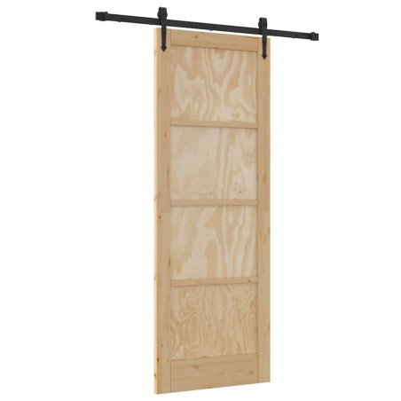 vidaXL Porta scorrevole Marrone 78 x 211 cm Legno di pino massello