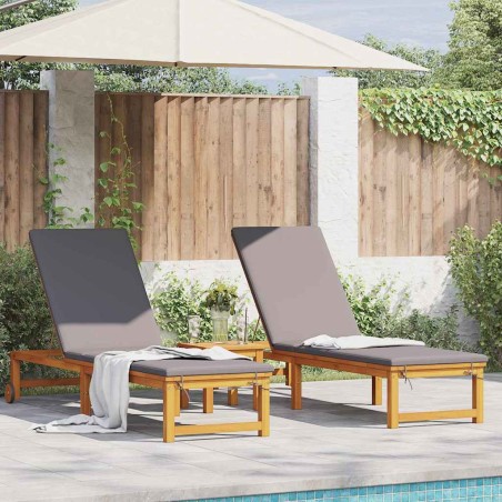 vidaXL Set di lettini prendisole 2 pezzi con cuscini in legno massello di acacia