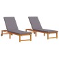 vidaXL Set di lettini prendisole 2 pezzi con cuscini in legno massello di acacia