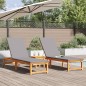 vidaXL Set di lettini prendisole 2 pezzi con cuscini in legno massello di acacia