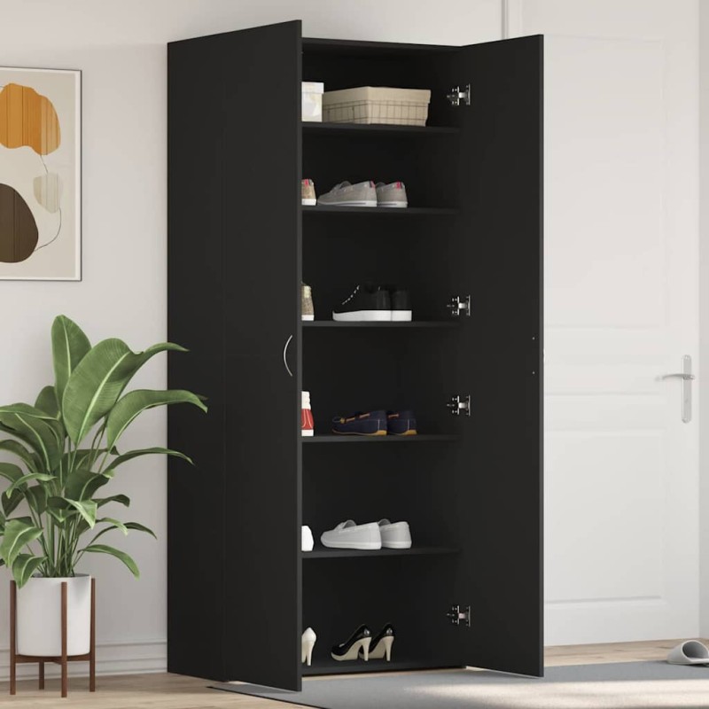 vidaXL Mobile per scarpe Nero 80x35,5x180 cm in Legno Ingengnerizzato vidaXL Mobile per scarpe Nero 80x35,5x180 cm in Legno Ingengnerizzato