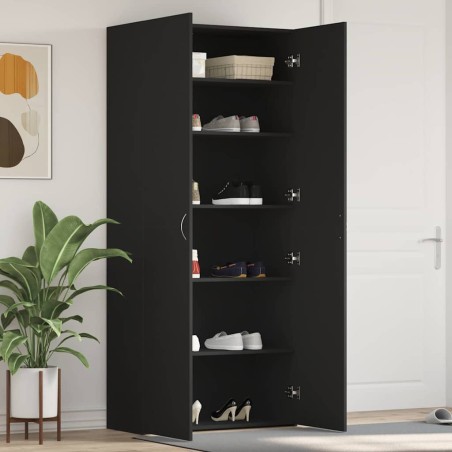 vidaXL Mobile per scarpe Nero 80x35,5x180 cm in Legno Ingengnerizzato