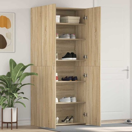 vidaXL Mobile per scarpe Rovere Sonoma 80x35,5x180 cm Legno ingegnerizzato
