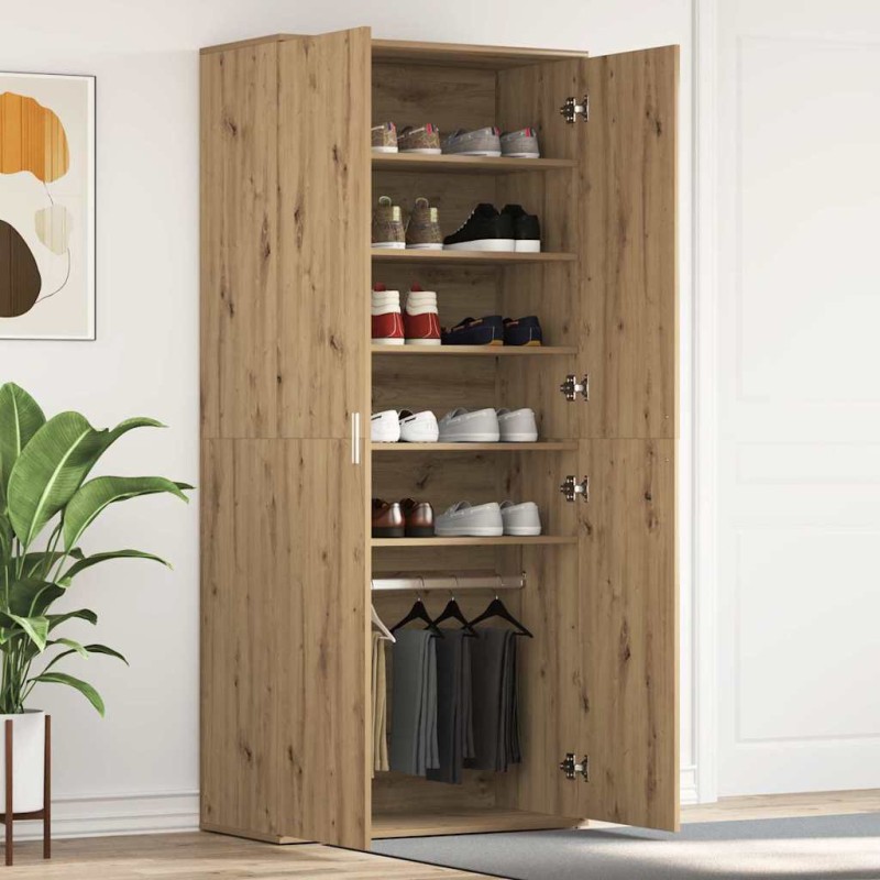 vidaXL Armadio per Scarpe Rovere Artigianale 80x39x180 cm Legno Ingenerizzato vidaXL Armadio per Scarpe Rovere Artigianale 80x39x180 cm Legno Ingenerizzato