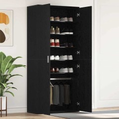 vidaXL Mobile per Scarpe Rovere Nero 80x39x180 cm Legno Ingegnerizzato