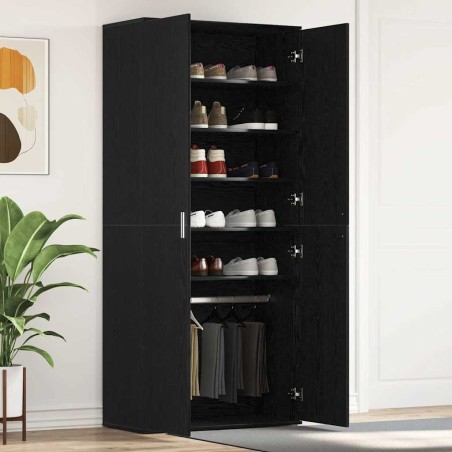 vidaXL Mobile per Scarpe Rovere Nero 80x39x180 cm Legno Ingegnerizzato
