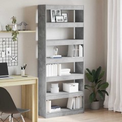 vidaXL Mobile Libreria/Divisore Grigio Cemento 80x30x198 cm