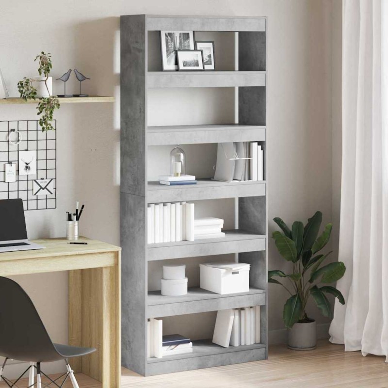 vidaXL Mobile Libreria/Divisore Grigio Cemento 80x30x198 cm vidaXL Mobile Libreria/Divisore Grigio Cemento 80x30x198 cm