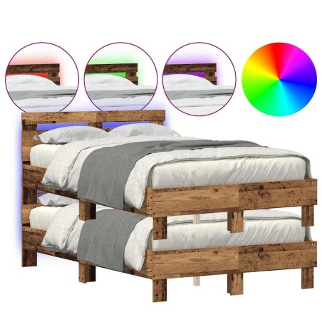 vidaXL Struttura per letto in legno Naturale Legno massello 120 x 200 cm