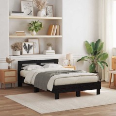 vidaXL Struttura Letto Solida Rovere Nero Legno Massello 120 x 200 cm