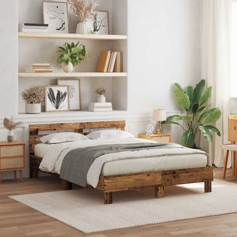 vidaXL Struttura Letto in Legno Legno Riciclato 140 x 190 cm Convertibile