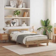 vidaXL Struttura Letto in Rovere Rovere Artigianale Legno Massello 135 x 190 cm