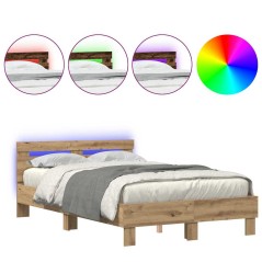 vidaXL Struttura Letto in Rovere Rovere Artigianale Legno Massello 135 x 190 cm