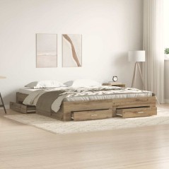 Struttura Letto vidaXL con Cassetti Rovere Artigianale 180x200 cm Legno Ingegnerizzato
