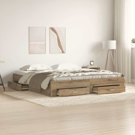 Struttura Letto vidaXL con Cassetti Rovere Artigianale 180x200 cm Legno Ingegnerizzato