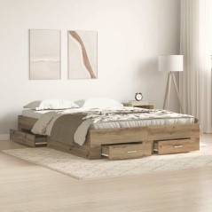 vidaXL Telaio Letto con Cassetti Rovere Artigianale Legno Ingegnerizzato