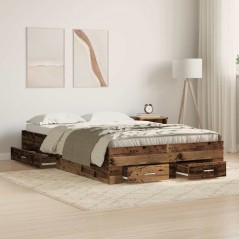Struttura Letto vidaXL con Cassetti Legno Vecchio 120x200 cm Legno Ingegnerizzato