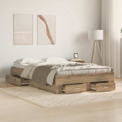 vidaXL Rete Letto con Cassetti Rovere Artigianale 120x200 cm Legno Ingegnerizzato
